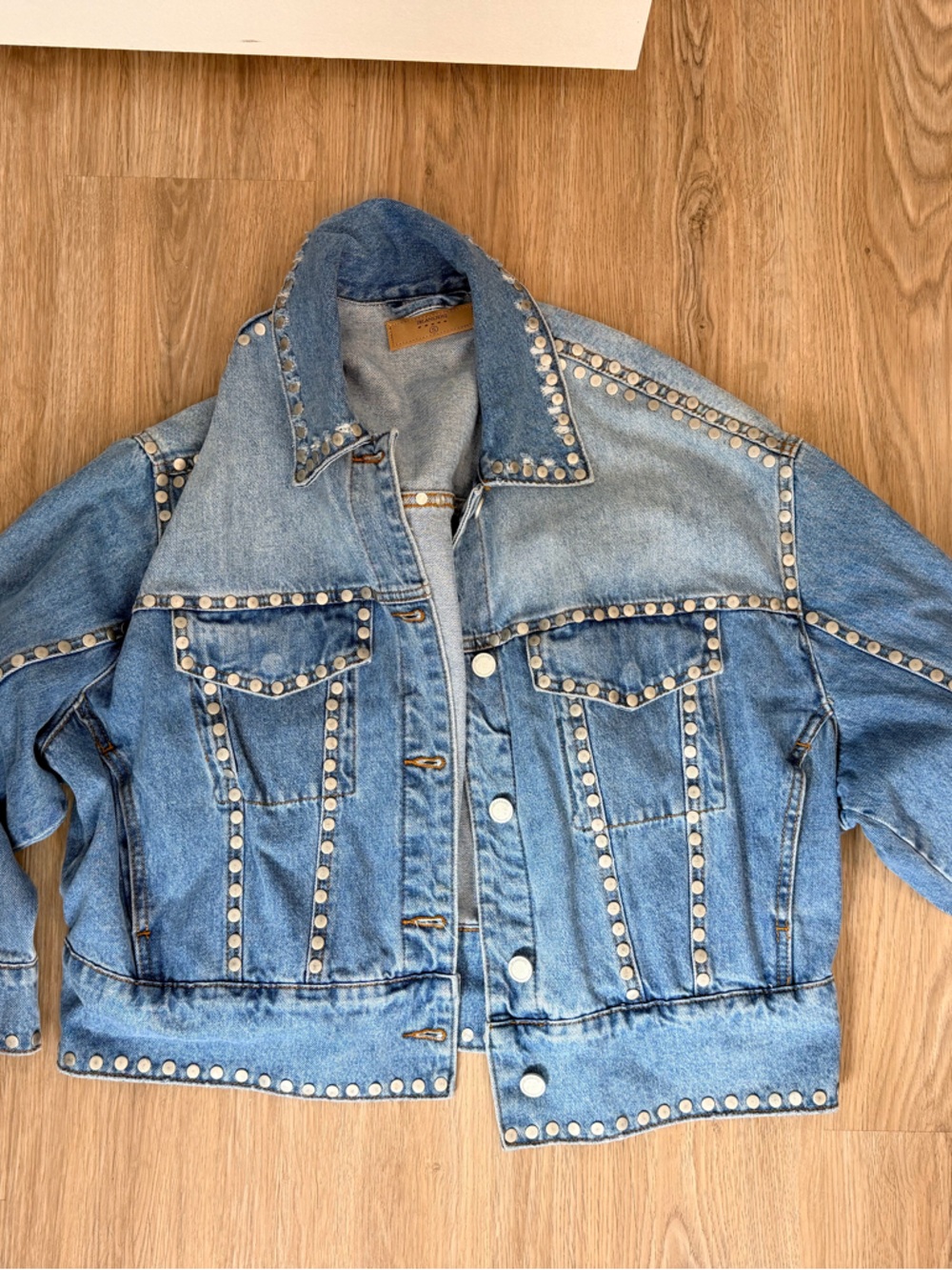 Blank NYC Light Blue Studded Denim Jacket
